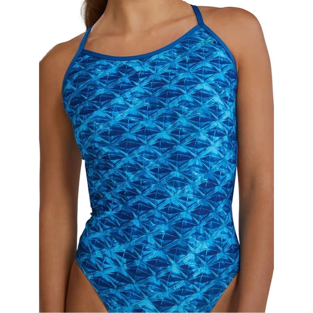 TYR Oceanid Durafast Elite Trinityfit 1 Piece Swimsuit Light Blue Aqua 38 XL NWT - Picture 10 of 12